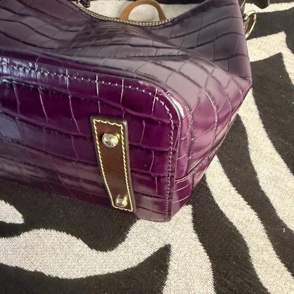 Dooney & Bourke Plum Croc-Embossed Shoulder Bag - Picture 14 of 15